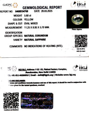 5.60/CT Natural Yellow Sapphire With Govt Lab Certificate